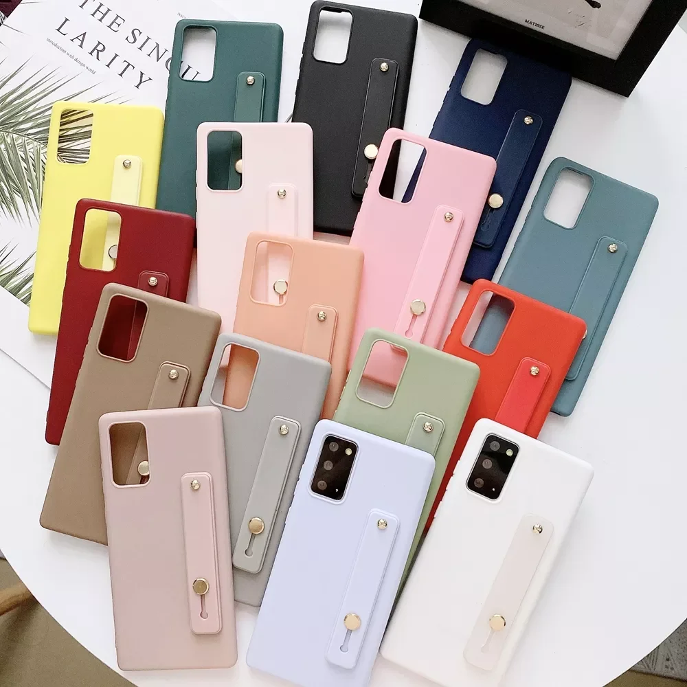 

Phone Case For OPPO Realme 7 Pro X50 6 5 C3 6i 6S 5i 5S Q Cover Wrist Hand Strap Finger Grip Silicone Soft TPU Case