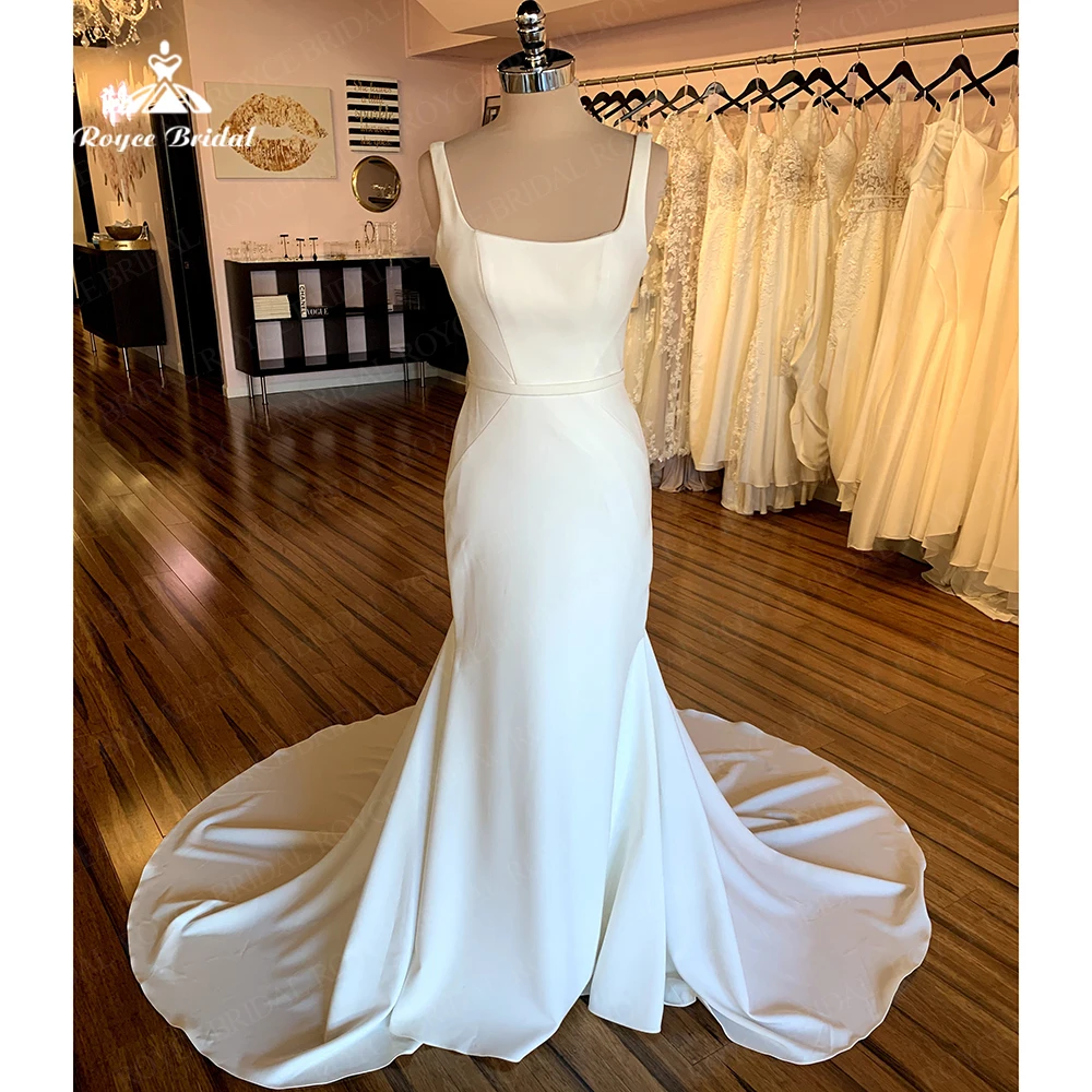 

Boho Satin Wedding Dress Simple Backless robe de mariée fluide Court Train Bridal Gowns For Bride vestidos de novia bohemios