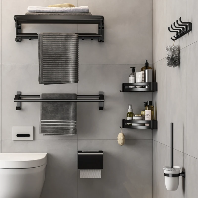 

Gold Brushed Bathroom Accessories Hardware Towel Bar Rail Toilet Paper Holder Towel Rack Hook Soap Dish Toilet Brush Rack Shelf