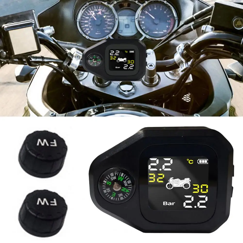

Motorcycle TPMS Tire Pressure Monitoring System Big Wireless LCD Colorful Display Shift Precise Digital Monitoring System