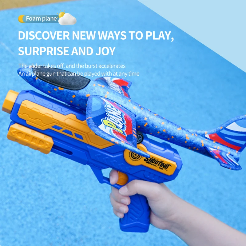 

New Catapult Plane Gun Toy Airplane Foam Plane Launcher Toys for Children Catapult Gun Shooting Game Outdoor Sport Toy Boys Gift