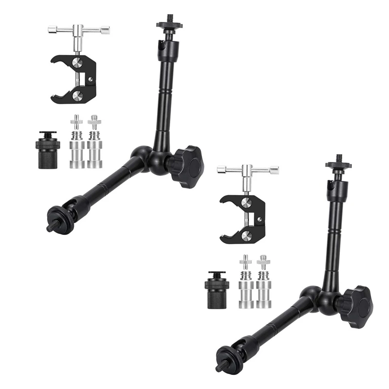 

16X Magic Arm With Super Clamp 11 Inch Articulating Friction Crab Clamp With 1/4 Inch And 3/8 Inch Thread