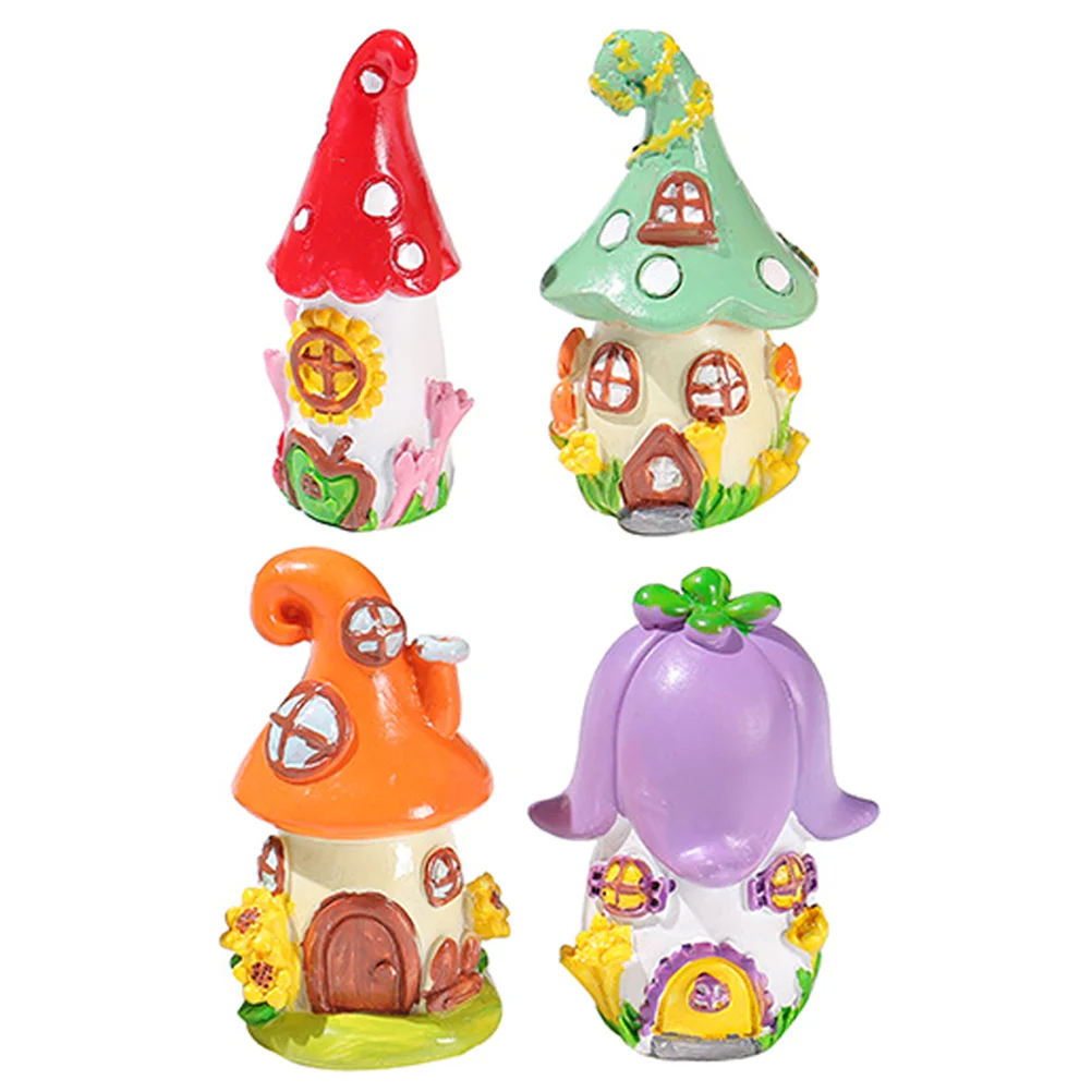 

4 Pcs Light House Decorations Home Mini Miniature Resin Decorate Portable Creative Ornament