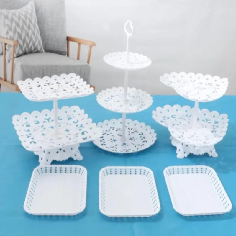

Cake Stand Dishes Cupcake Snacks Plates Plastic Candy Living Room Home Three-layer Fruit Plate Creative Modern Fruit Basket