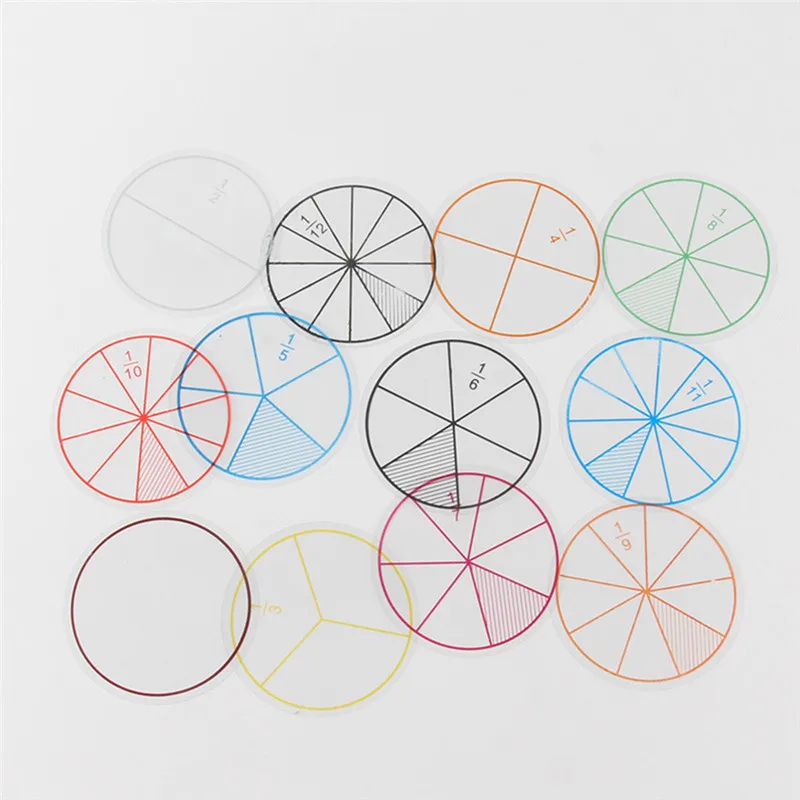 

Hot Sale 12pcs Plastic Numbered Fractions Circles Math Chips Mathematics Number Toy Good Gift For Kids Over 2 Years