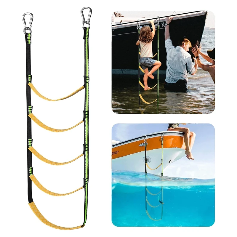 

Marine Rope Ladder Reusable Portable Nylon Assist Boat Folding Ladder Extension Boarding Rope for Yacht Kayak Motorboat Ship