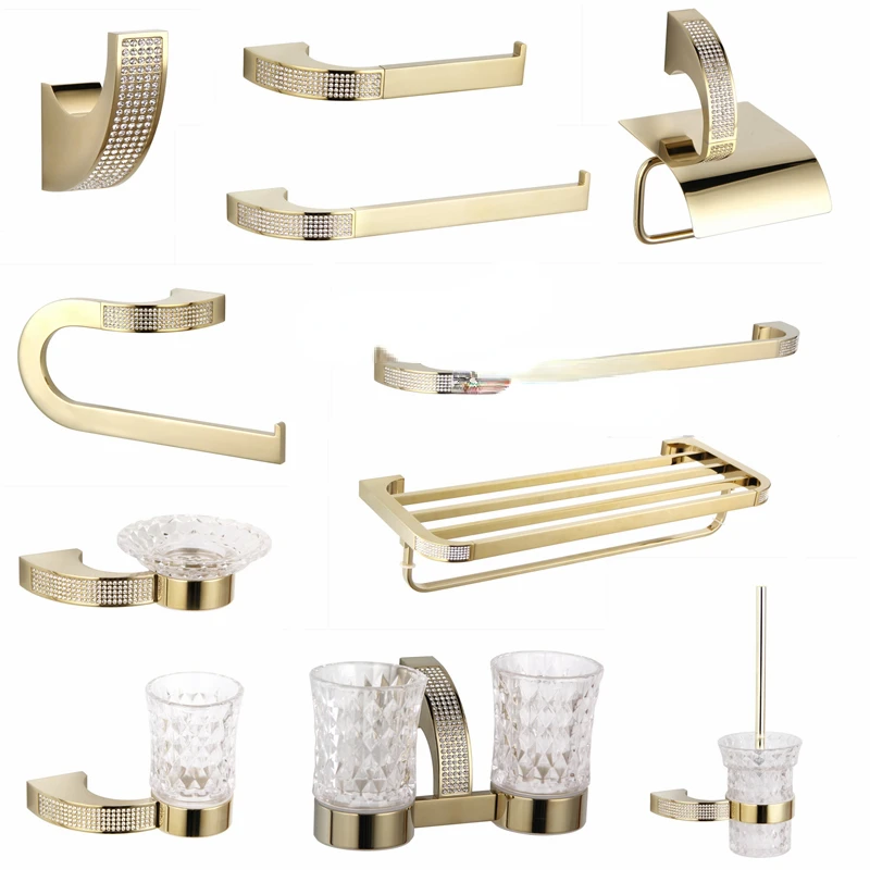 

Набор принадлежностей для ванной комнаты из чешского хрусталя, крючок для халата, вешалка для полотенец, вешалка, полка, держатель для зубны...