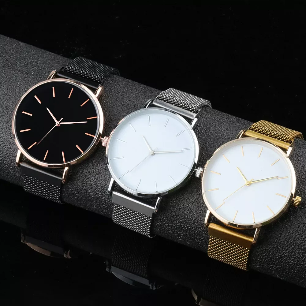 

Gold Minimalist Men Fashion Ultra Thin Watches Business Simple Stainless Steel Mesh Belt Quartz Wristwatches Reloj Lujo Hombre