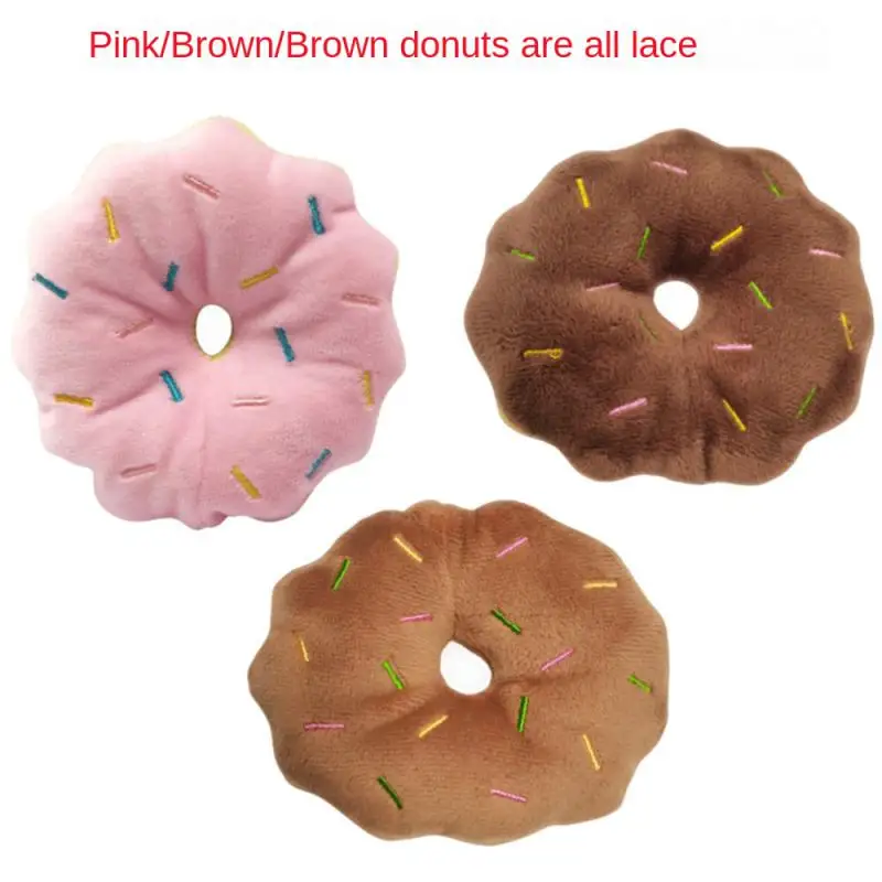 

Soft Donuts Plush Pet Dog Toys For Dogs Chew Toy Cute Puppy Squeaker Sound Toys Funny Puppy Small Medium Dog Interactive Toy