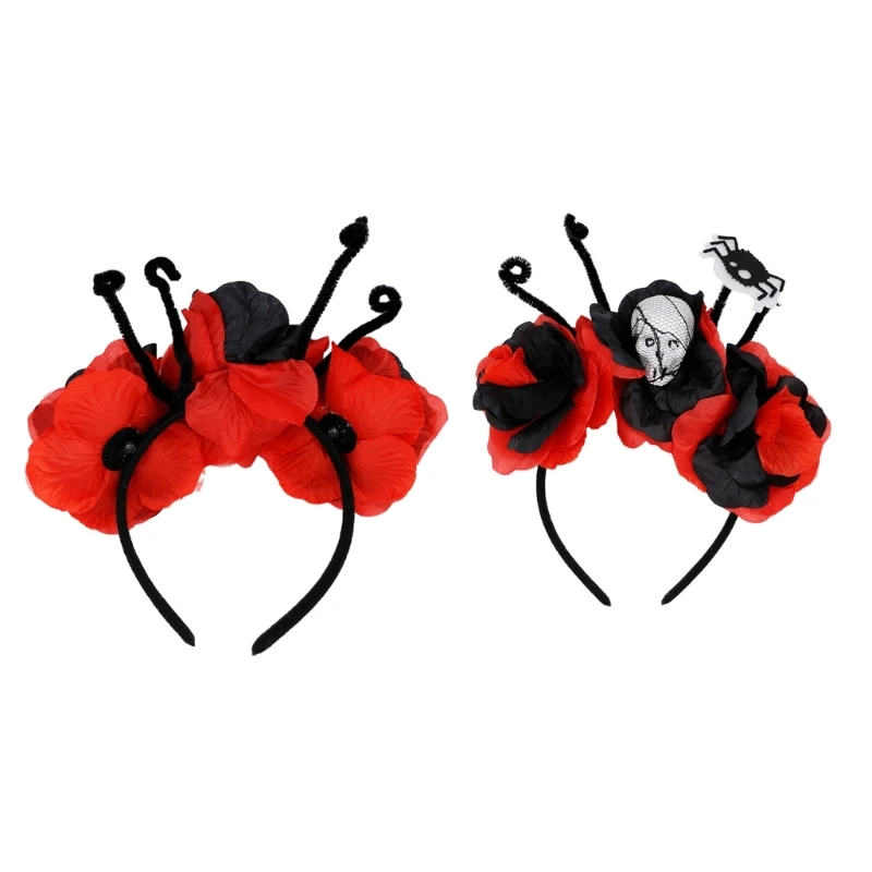 

Spooky Halloween Skull Flower Headband Funny Cosplay Party Headwear Hair Hoop Dropship