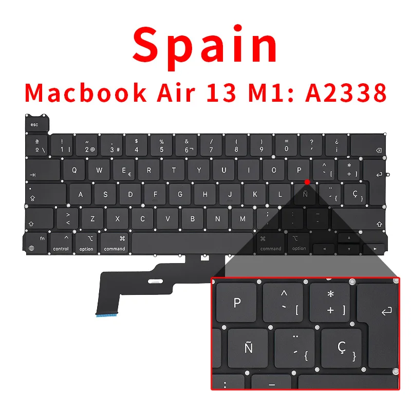 Клавиатура для ноутбука Macbook Air 13 &quotM1 A2338 US UK русский немецкий французский