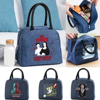 functional lunch bags for women portable insulated canvas lunch bag sculpture pattern cooler food box thermal outdoor picnic