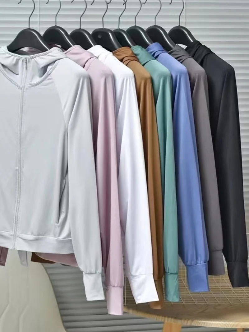 

Casual Women Gray Thin Hoody 2022 Spring Fashion Ladies Long Sleeve Sun-resistant Streetwear Female Solid Slim Chic Soft Hoody