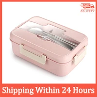 plastic double layer lunch box sealed leak proof food storage container microwave portable picnic school office lunch box