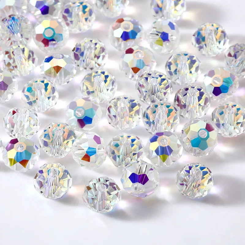 

Hot selling AAA electroplated aurora glass crystal beads loose bead cut flat bead diy jewelry accessories