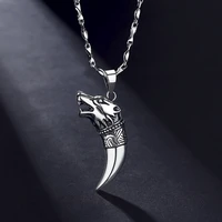 hoyon wolf tooth pendant male 999 sterling silver necklace for hip hop men jewelry simple forest pendant for boyfriend free ship