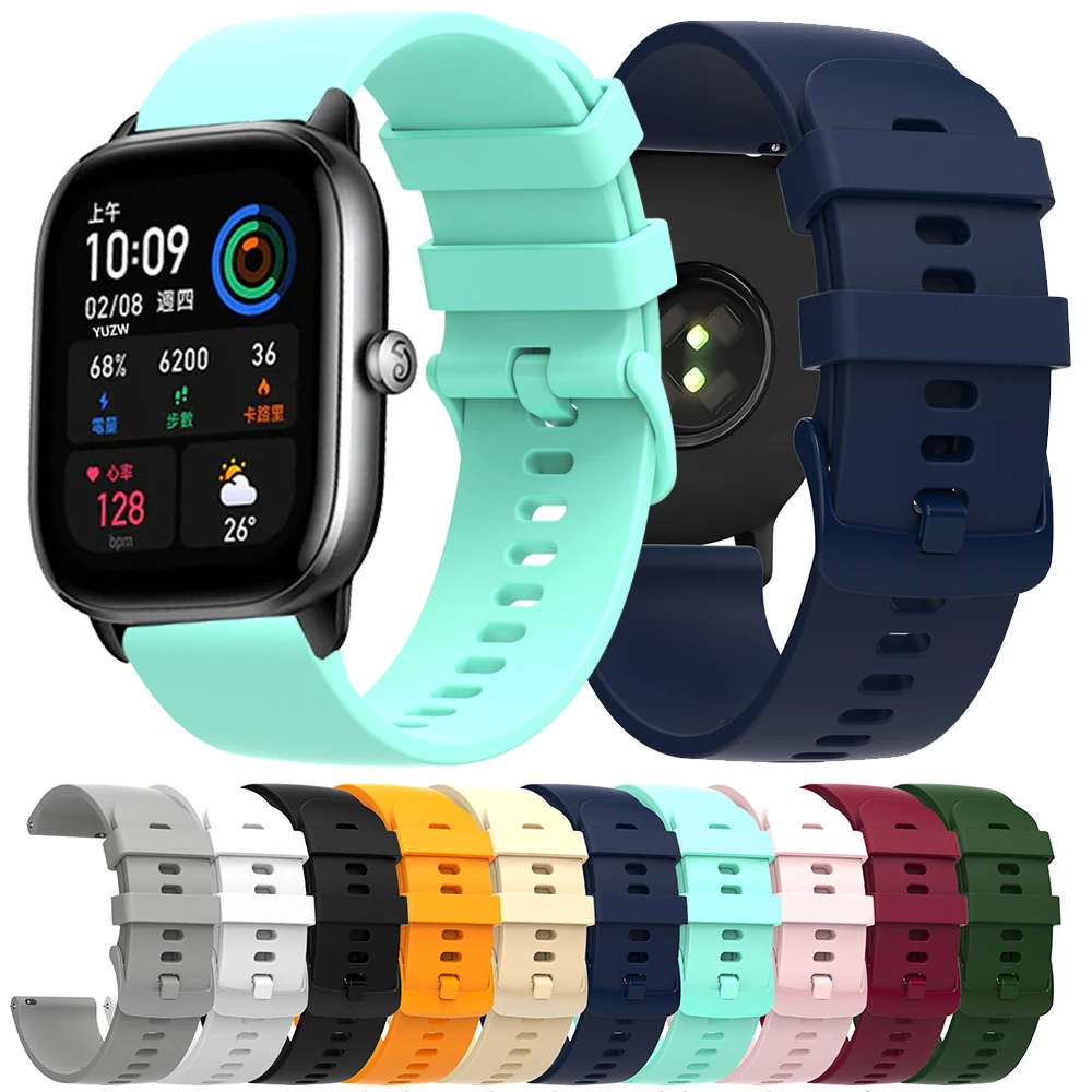 Сменный силиконовый ремешок для часов Amazfit GTR 4 3 2 2e 47 42 мм/Bip 5 Pro GTS Mini Sport унисекс с