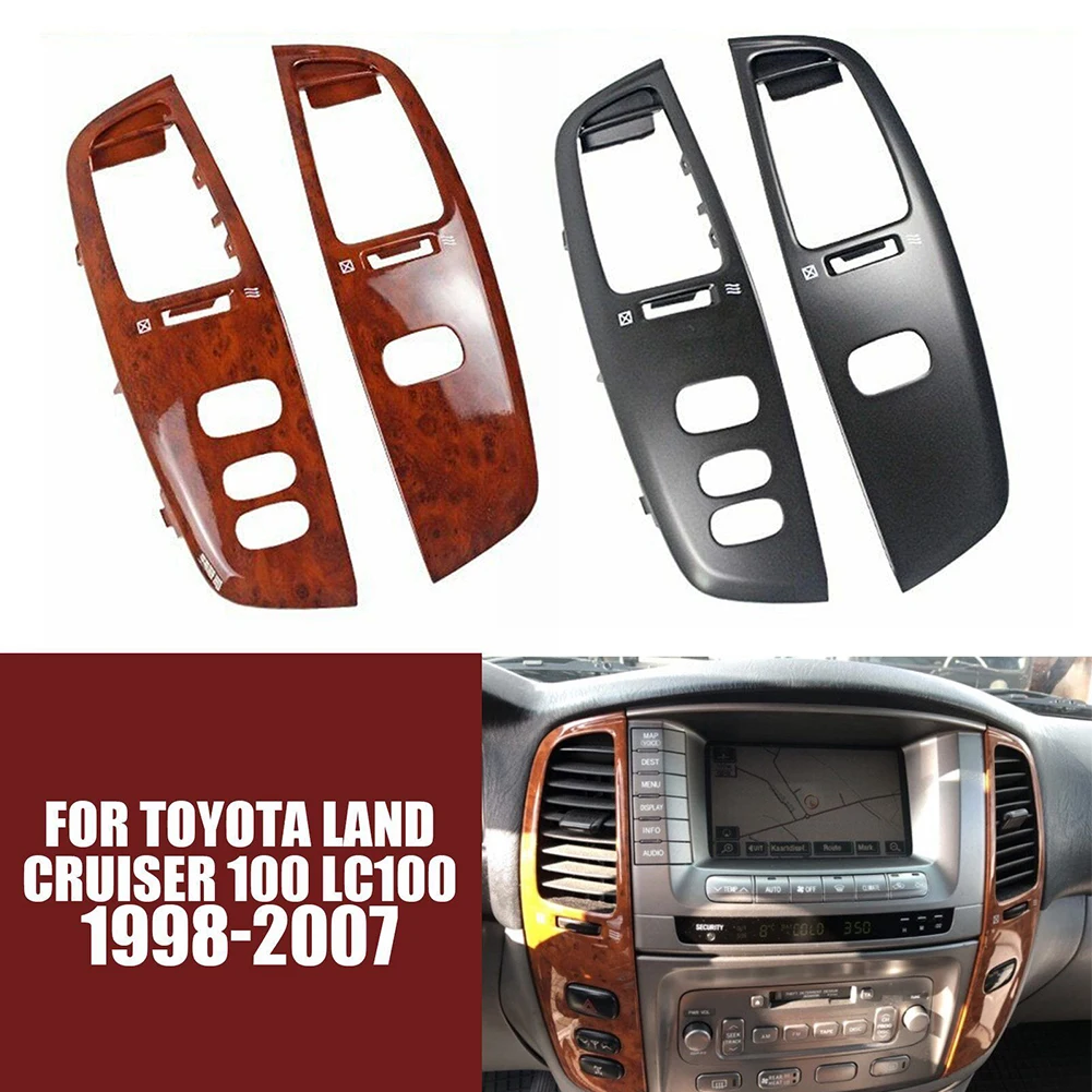 

2 шт., рамка для вентиляционного отверстия приборной панели для Toyota Land Cruiser LC100 FJ100 1997-2007, серебристый/деревянный автомобильный Кондиционер, в...
