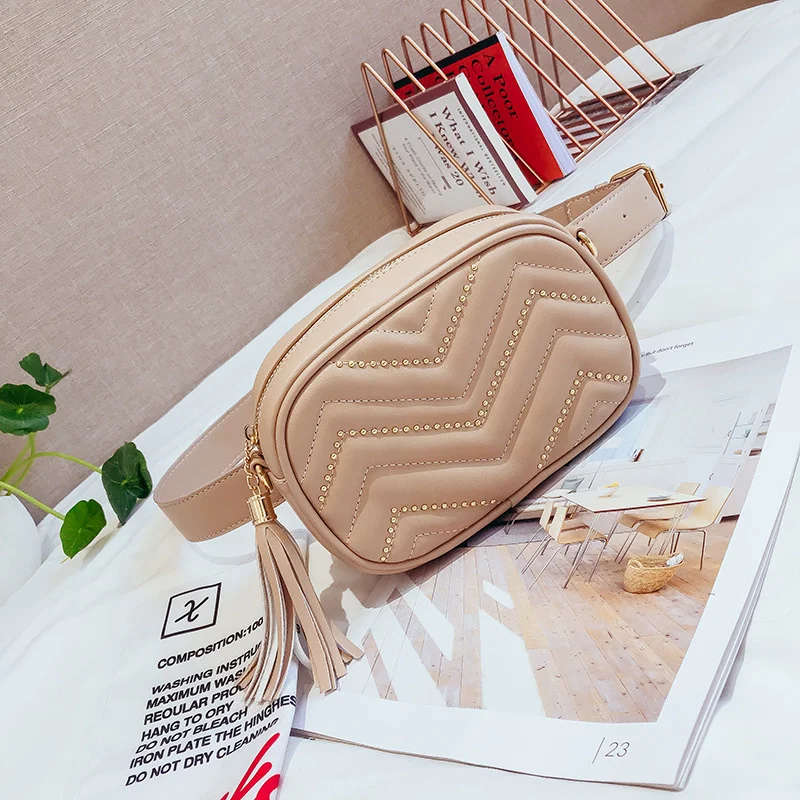 

Дамские сумочки, новая Корейская версия 2023 года, поясная сумка с кисточкой, Сумка с подвеской на плечо, сумка через плечо из искусственной кожи на ремне, женские сумки