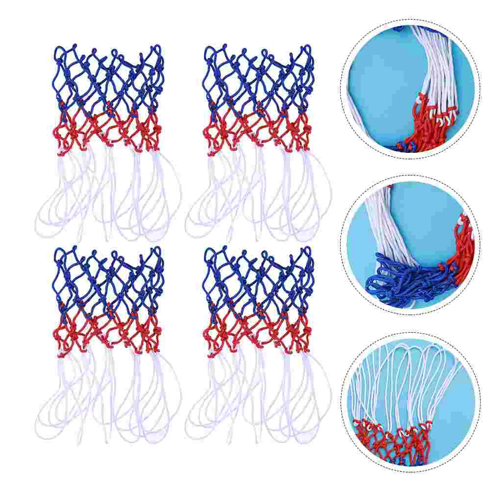 

4Pcs Outdoor Basketball Nets Tricolor Basketball On Court Basketball Accesories Standard Rim Net Basketball Web