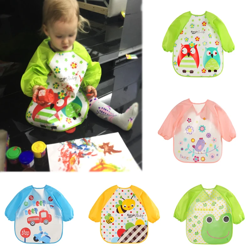 

Cute Baby Bibs Waterproof Long Sleeve Apron Children Feeding Smock Bib Burp Clothes Soft Eat Toddler Clothing Bandana Bibs