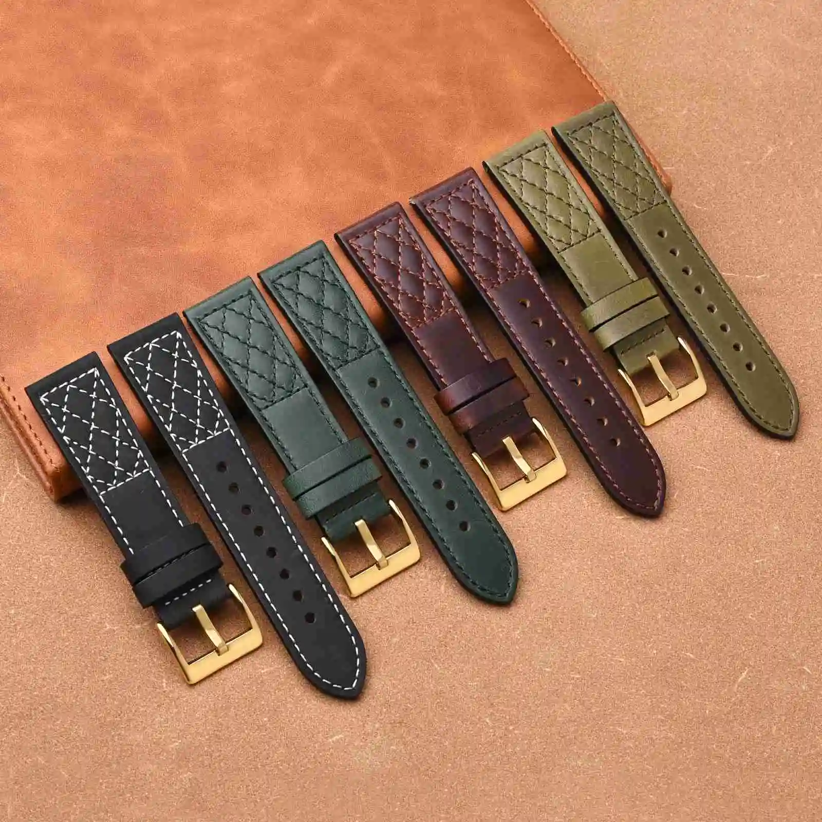 Anbeer Leather Watch Strap 18mm 20mm 22mm Crazy Horse Watchband Causal or Formal