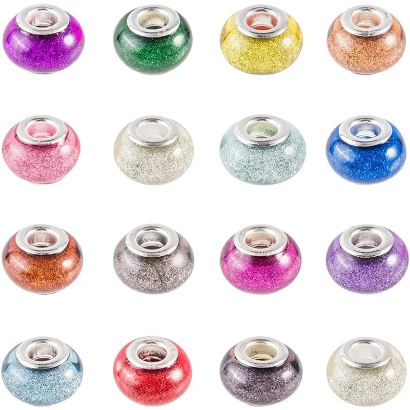 100 Шт. Разноцветные Акриловые Серебряные Тона Европейские Бусины С Большим