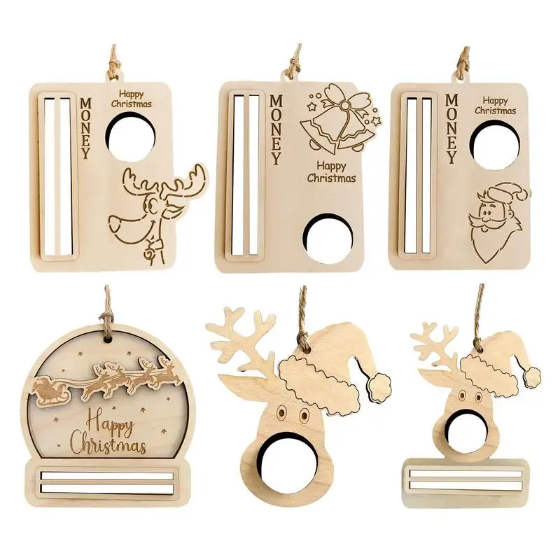 

Creative Christmas Money Holder Wooden Cash Wallet Envelope Gift Card Voucher Holder Pocket Christmas Gifts Xmas Tree Pendants