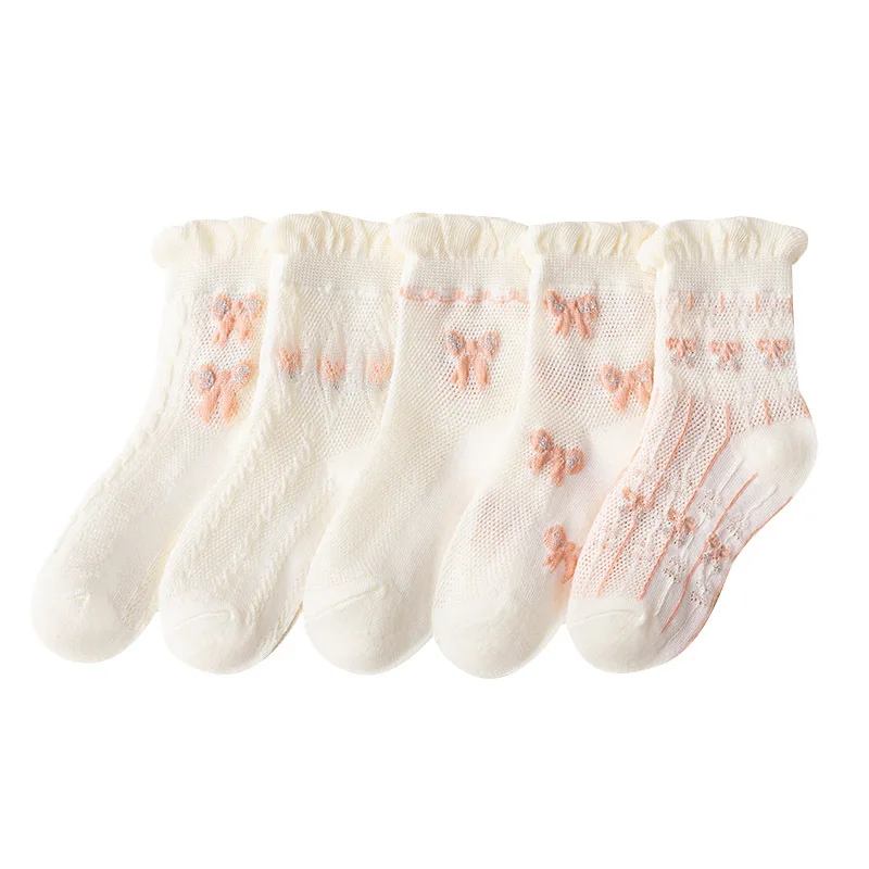 

Хлопковые кружевные дышащие сетчатые носки с оборками для принцесс, детские короткие носки до щиколотки, белые, розовые, фиолетовые детские танцевальные носки для маленьких девочек
