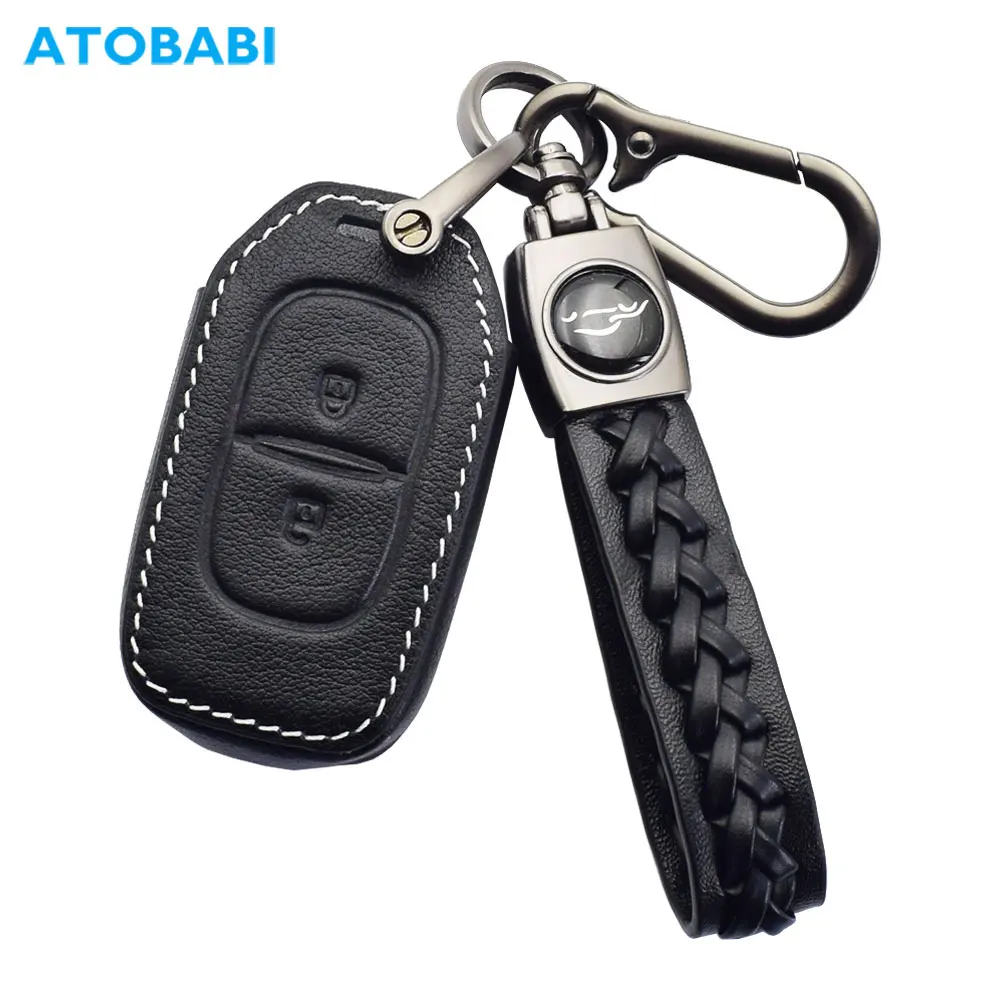 

Leather Car Key Case Remote Control Fobs Protect Cover For Dacia Duster Logan Lodgy Sandero Stepway Dokker Renault Trafic Symbol
