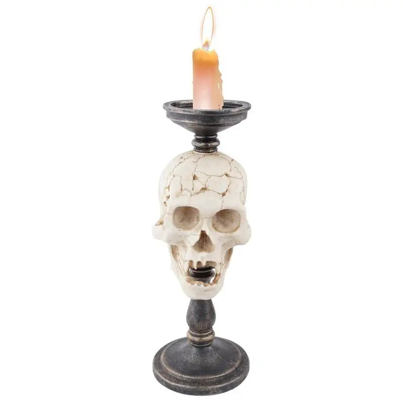 

Skull Candle Holder 33cm/13inch Skull Halloween Decoration Candlestick Stand Decorative White Skull Statue Votive Candle Holders