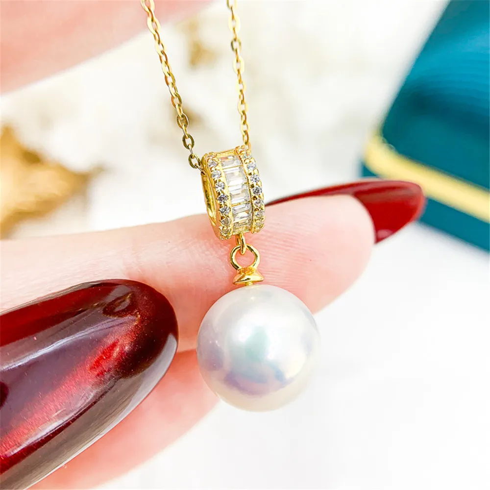 

DIY Pearl Small Accessories S925 Sterling Silver Pendant Empty Holder K Gold Silver Jewelry Necklace Pendant with 9-15mm Beads