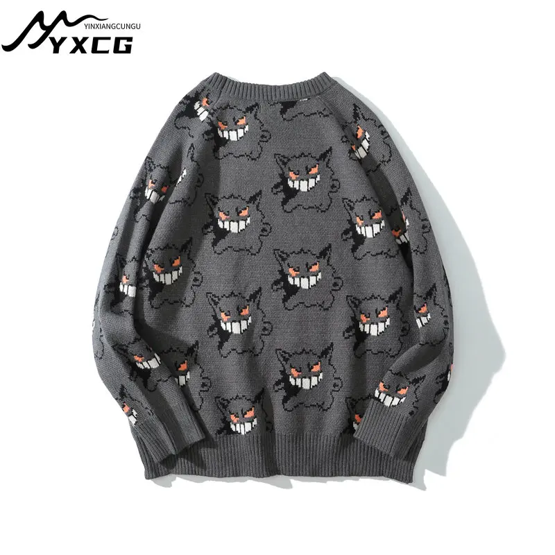 

Harajuku Vintage Cartoon Anime Knitted Sweat Women Pattern Pullover Loose Korean Style 2022 Autumn Winter Jumper Woman Sweaters
