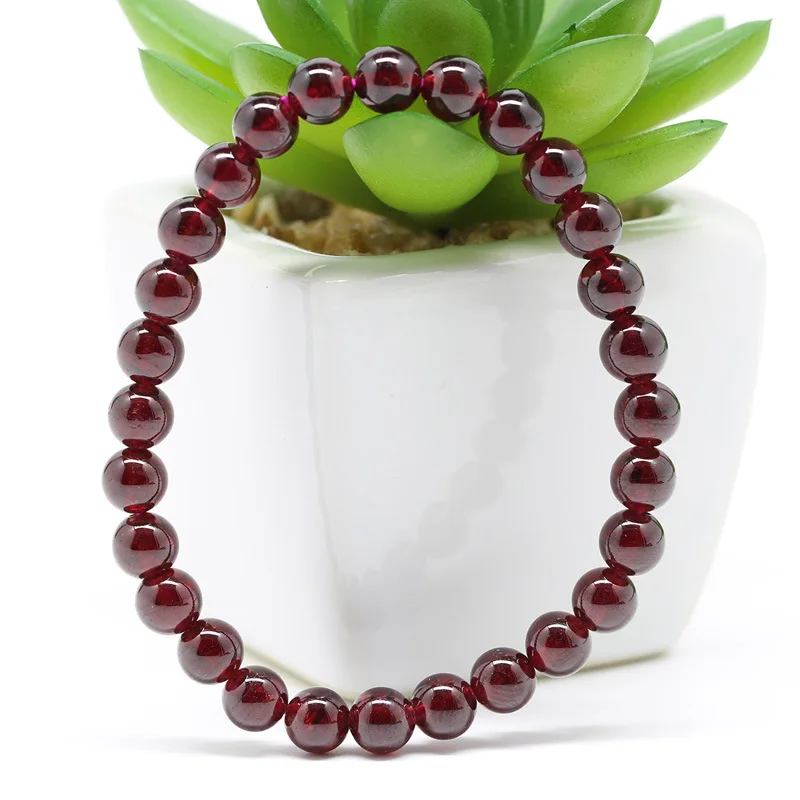 

Fashion Jewelry 5mm Boutique Red Garnet Bracelet Natural Garnet Bracelet Crystal Jewelry Red Pomegranate Bracelet Accessories