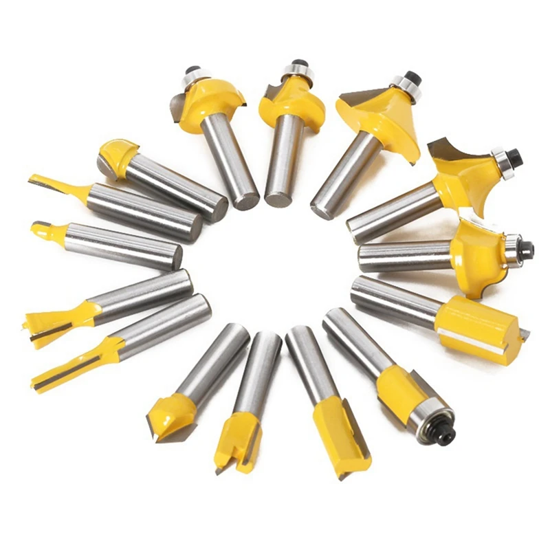 

15Pcs 6.35Mm Router Bit Trimming Straight Milling Cutter Wood Bits Set Tungsten Carbide Cutting Woodworking Trimming