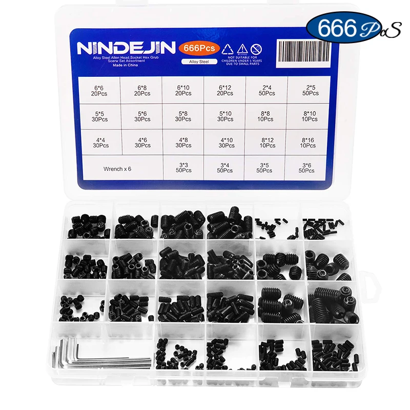 

NINDEJIN набор винтов 666 шт. 12.9 углеродистая сталь