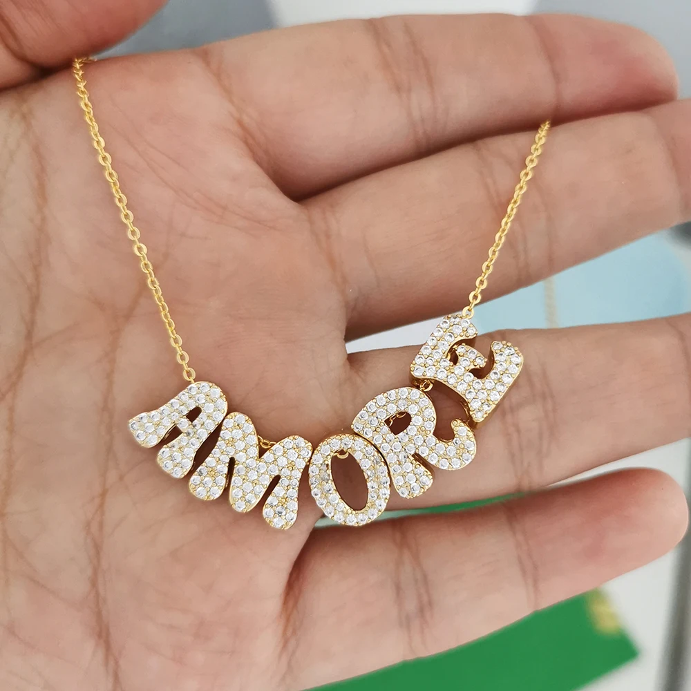 QMHJE латунный буквенный алфавит подвеска-подвеска бусина золотого цвета ожерелье