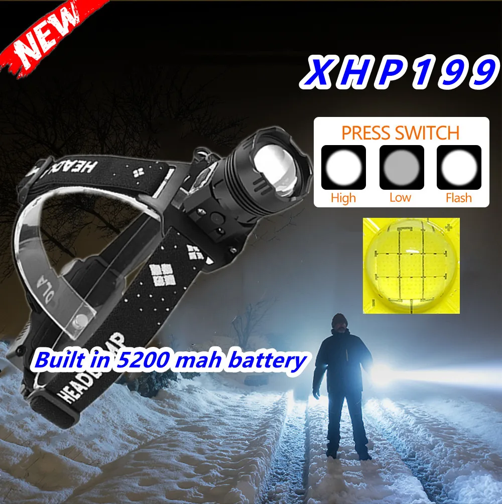 

1000000 LM IR Sensor Led Headlamp Powerful XHP199 Head Flashlight Torch Usb Rechargeable Headlight Lamp XHP90.2 Head Light 18650