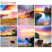 gatyztory 60x75cm frame painting by numbers kits for adults children unique gift seaside scenery picture by numbers home decor