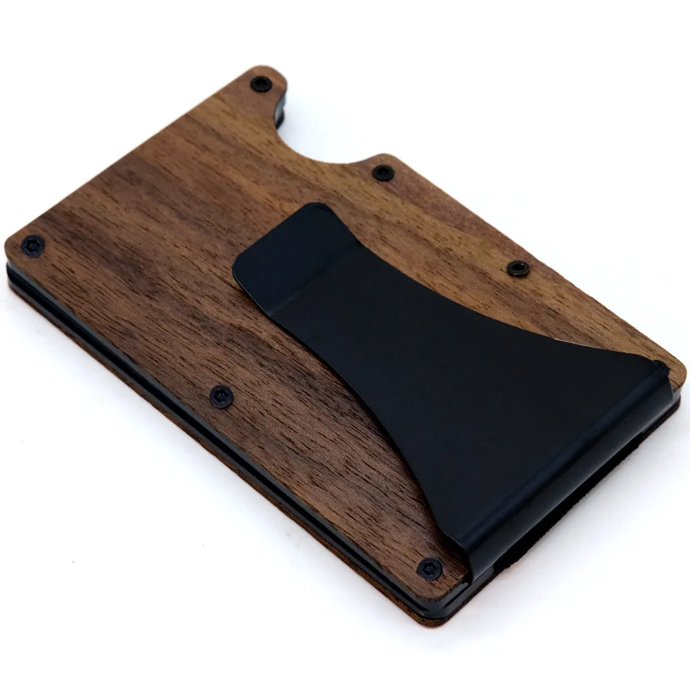 

Men's Wallet Walnut Wood Minimalism Credit Card Box RFID Blocking Preventing Deformation Perfect Gentleman Accessories