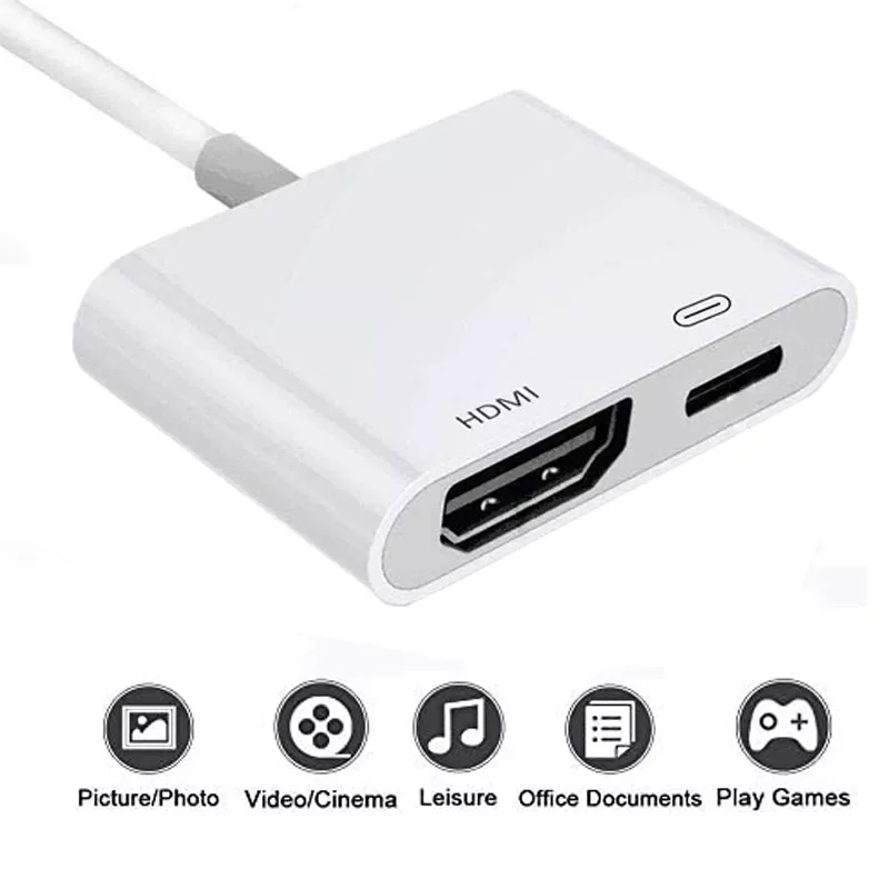 

2 In 1 Lighting To HDMI Digital AV Adapter for IPad IPhone 12 11 13 Pro Max 1080P Screen with Charging Converter for TV Monitor