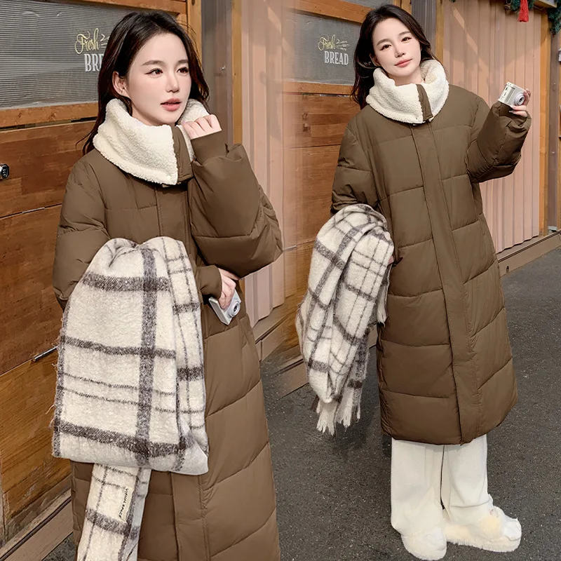 2024 Корейская куртка средней длины PinkyIsBlack с хлопковой подкладкой и большими