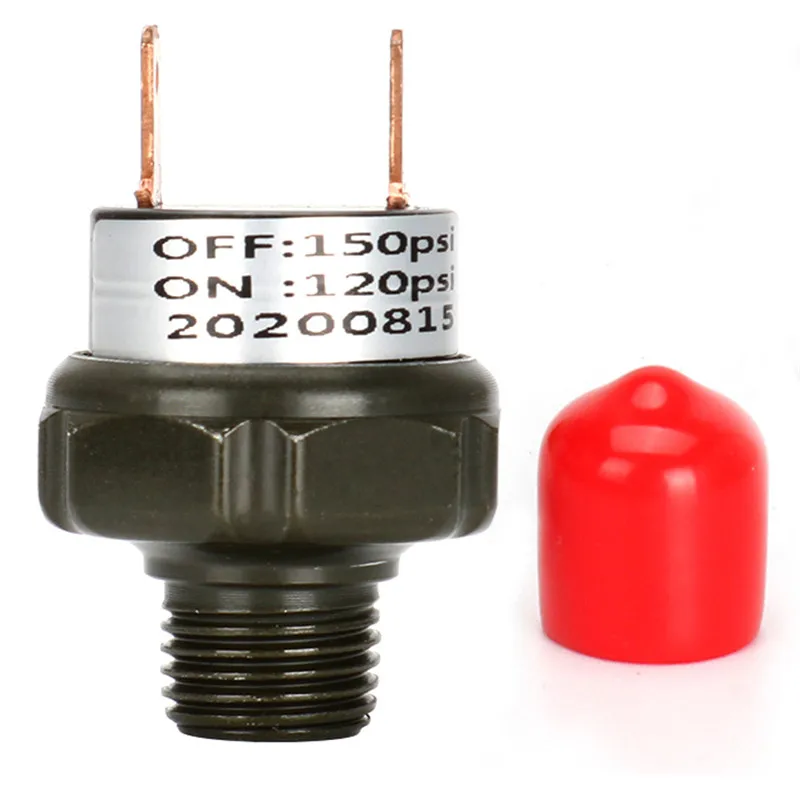 

90-120PSI 120-150psi 150-180psi переключатель давления воздуха, резьба для крепления резервуара 1/4 дюйма NPT 12 В/24 В для поезда, рожковый пучок, автомобильные аксессуары