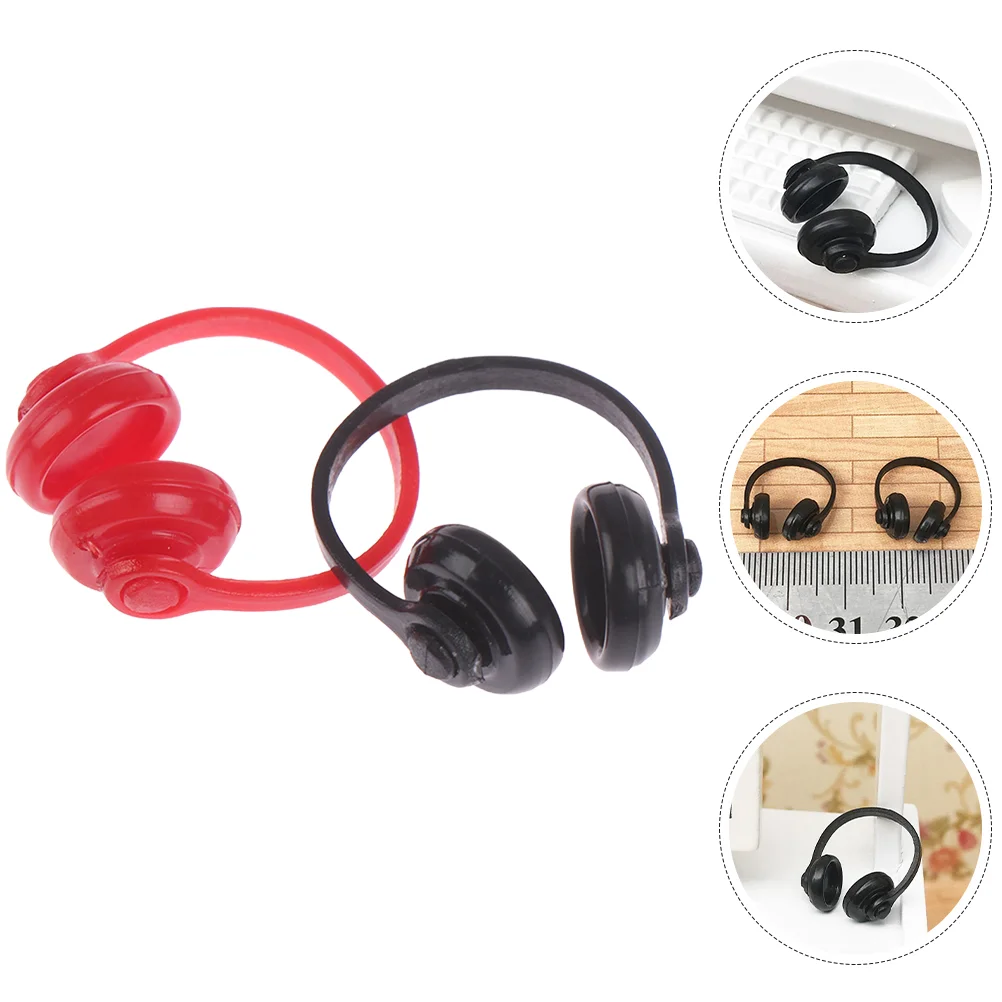 

2 Pcs Dollhouse Accessories Miniature Headset DIY Ear Phones Dolls Household Micro Landscape Adornments Prop