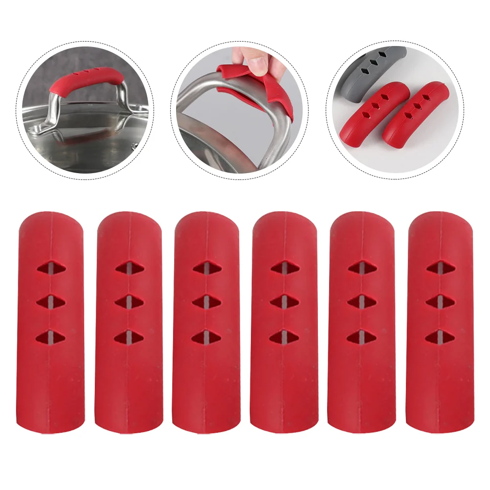 

6 Pcs Pot Earrings Silicone Cooking Utensils Pot Handle Sleeve Protective Case Hot Handle Holder Silica Gel Wok Grip Handle