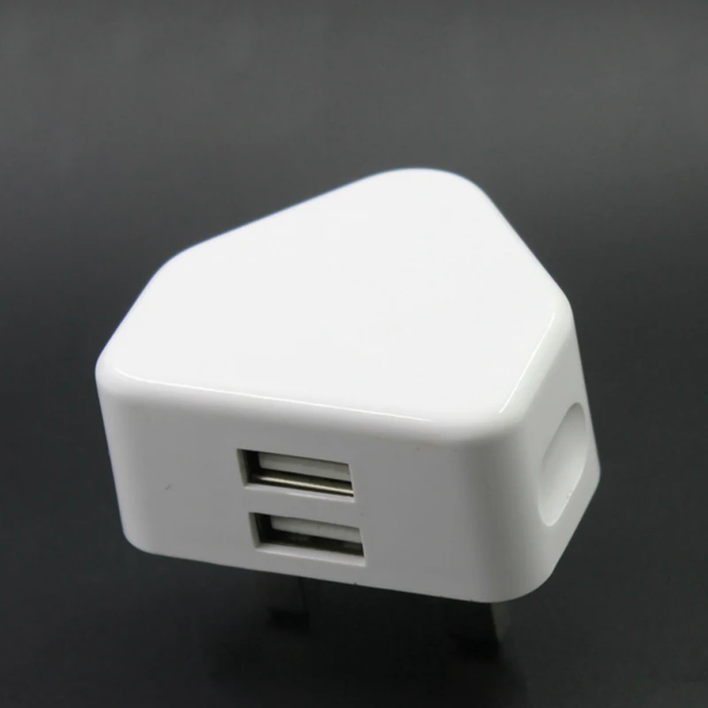 2.1A Быстрая двойная двухпортовая зарядка USB-порт UK Mains Wall Plug Adapter 3 Pin для зарядки iPhone, iPod, камеры и мобильного телефона.