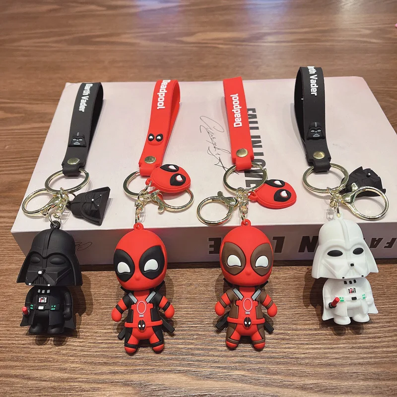 7cm Disney Star Wars Anime Figure Darth Vader Super Heros Deadpool Keychain Pendant Children's Toy Birthday Gifts
