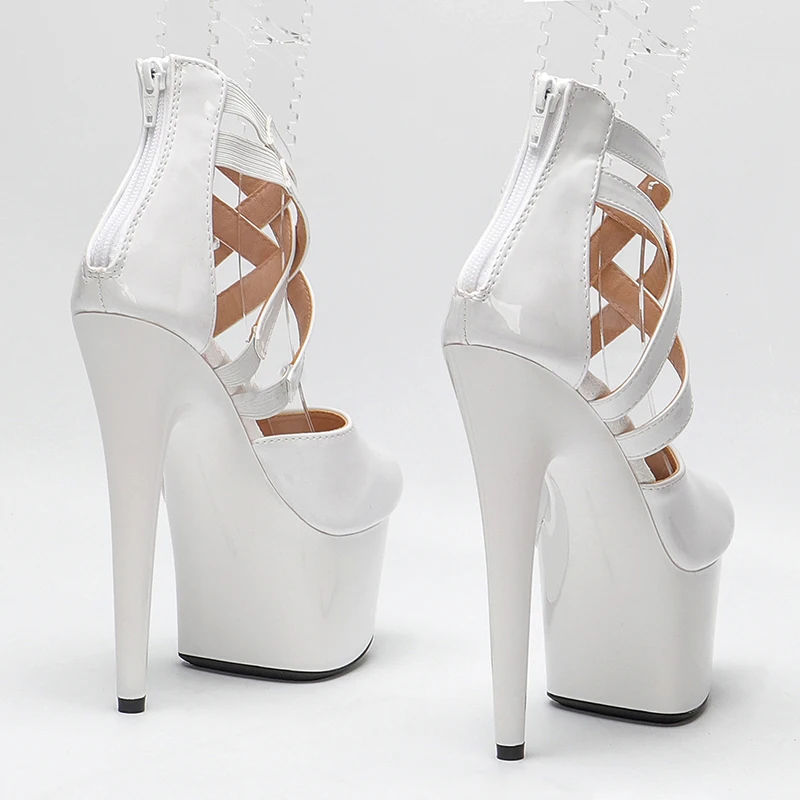 Leecabe 17CM/7Inch Patent PU Women's Platform Sandals  party High Heels Shoes Pole Dancing Shoes