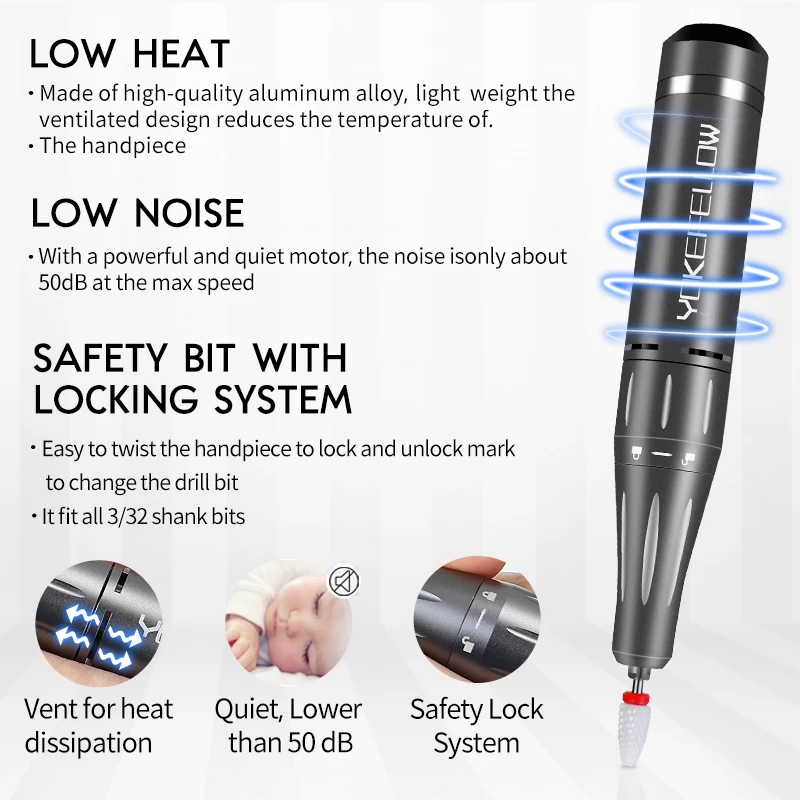 40000 об/мин полировщик для ногтей маникюрная дрель Efile салон профессиональный
