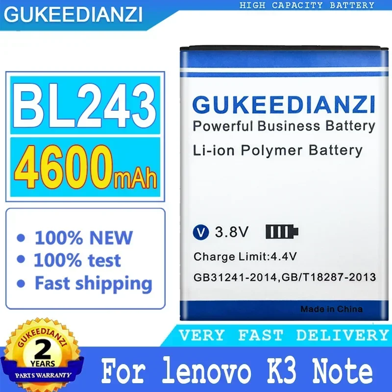 Сменный аккумулятор для мобильного телефона большой емкости BL243 Lenovo K3 Note K50-T5 A7000